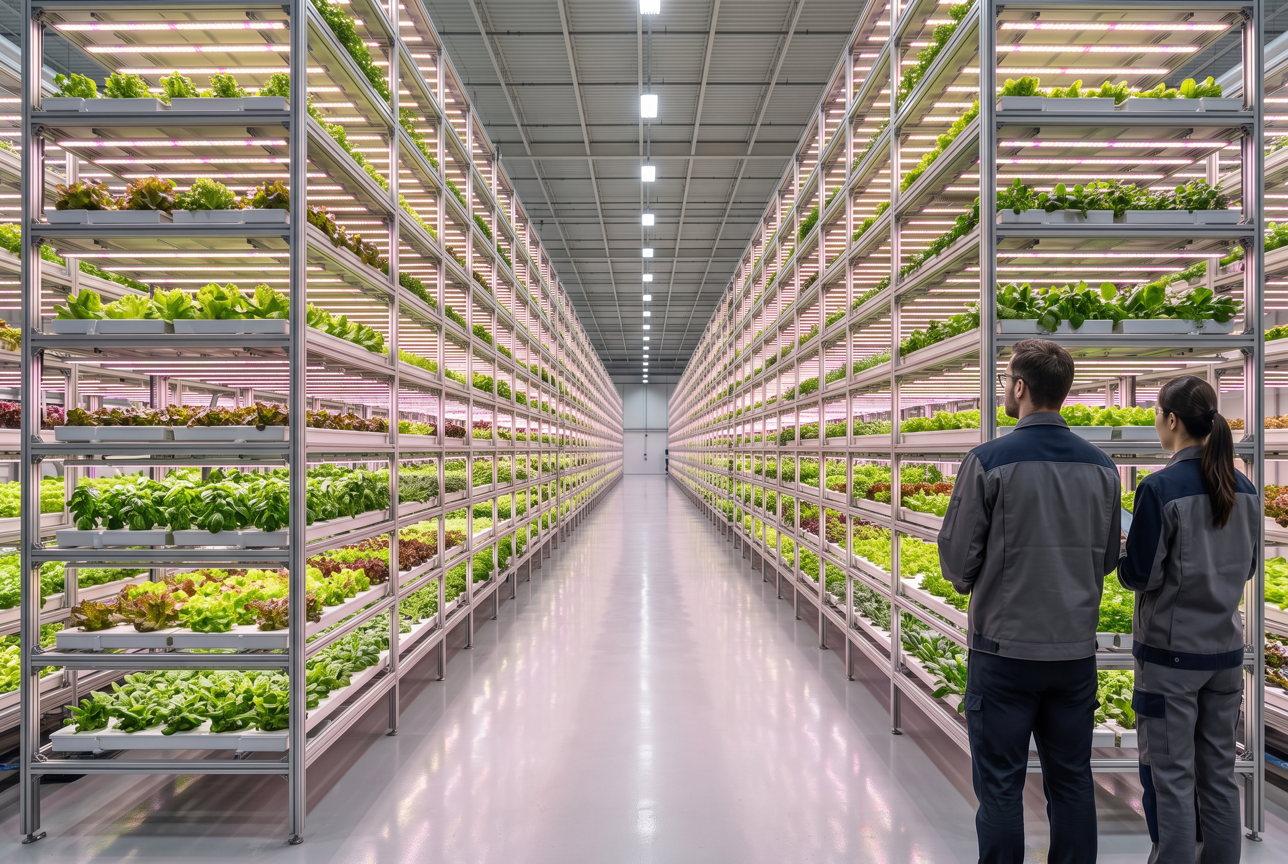Visitors explore a vertical farm